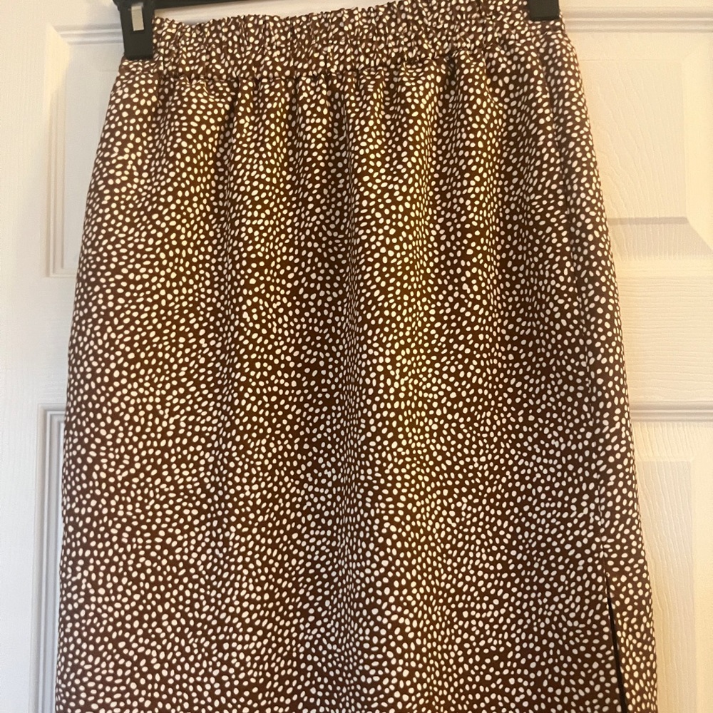 J. Crew Spotted Brown and Cream Maxi Skirt with Pockets